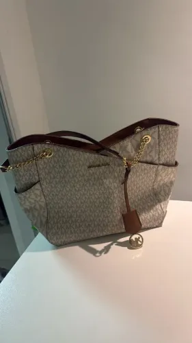 Bolsa Michael Kors Jet Set Travel Tote Grande Monograma Bege