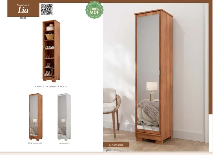 Armário multiuso/sapateira , 100%MDF  com espelho,valor para 10xs/juros entrega e montagem