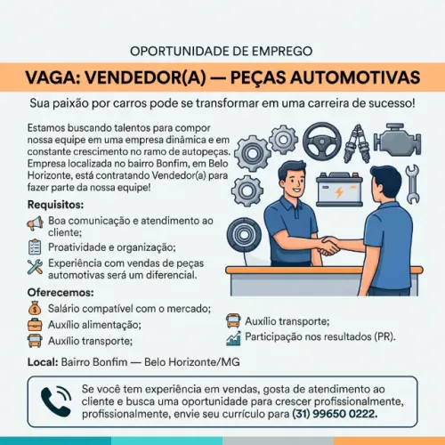 VENDEDOR(A) ? PEÇAS AUTOMOTIVAS