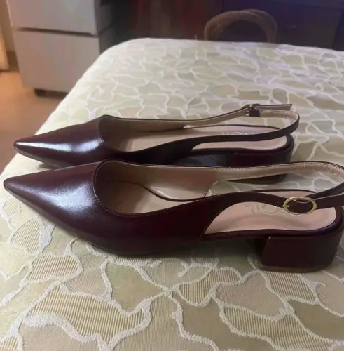 Scarpin Feminino Slingback Bico Fino Salto