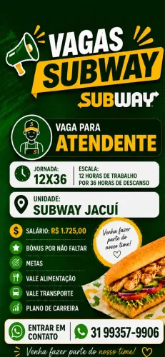 Subway jacui (Vaga de atendente)
