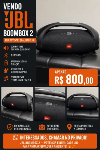 JBL Boombox 2 - Som Potente e Excelente Estado de Conservação
