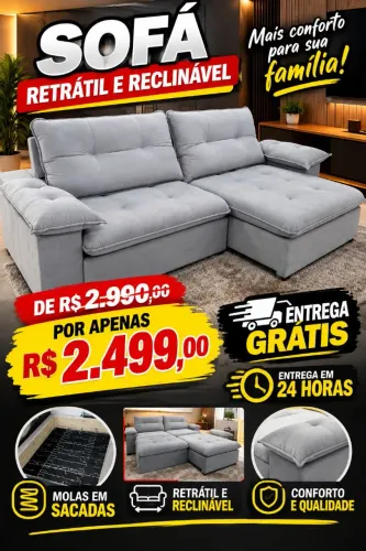 Sofá Retrátil e reclinável entregar grátis
