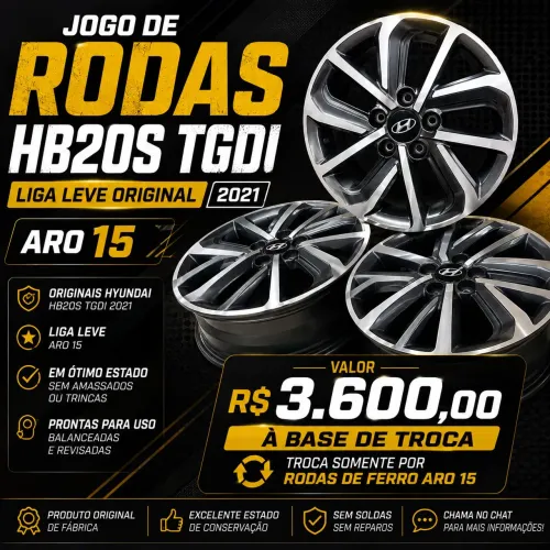 ? Jogo de Rodas HB20S TGDI 2021 - Aro 15 Original