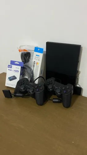 PlayStation 2 seminovo - Completo - 2 controles