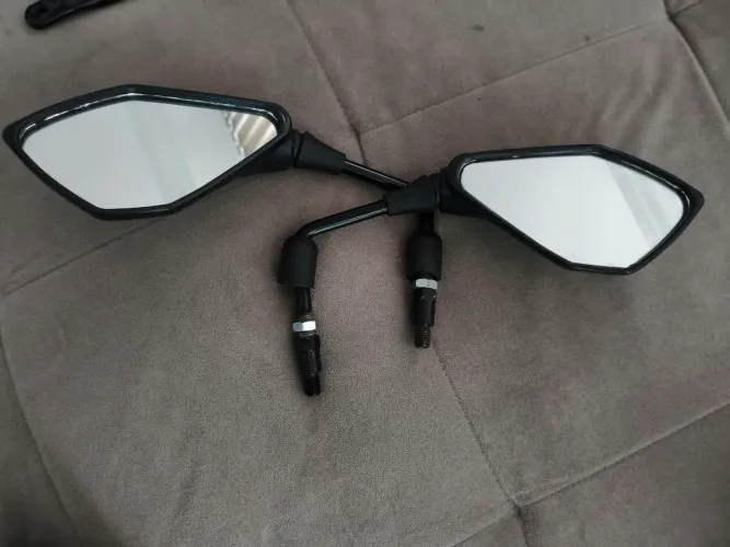 Par espelho retrovisor pequeno rosca M10  compatível CG entre outras