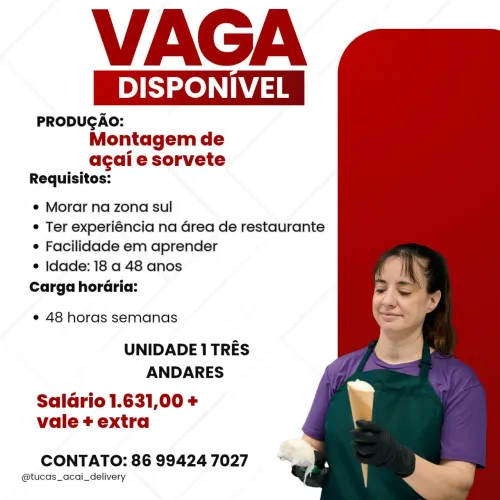 Vaga de emprego para mulher ou 