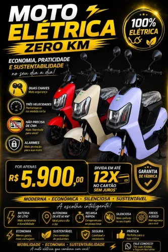 Moto elétrica 0 km 3 cores