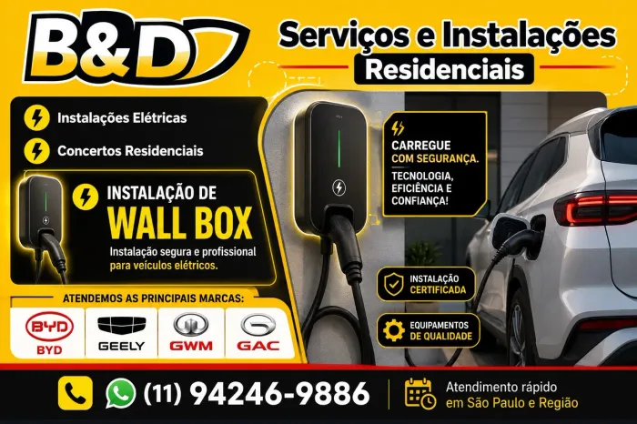 Instalação de wallbox Box carro elétrico/ híbrido plug in 