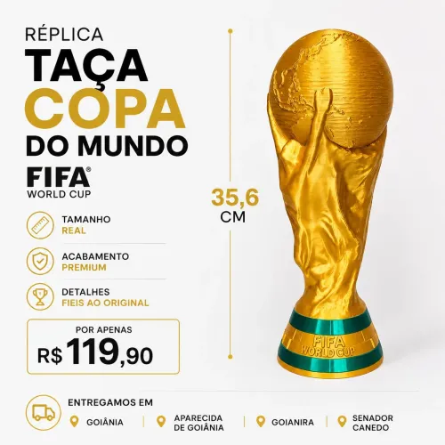 Réplica Taça Copa do Mundo FIFA 35,6cm ? Tamanho Real | Pronta Entrega