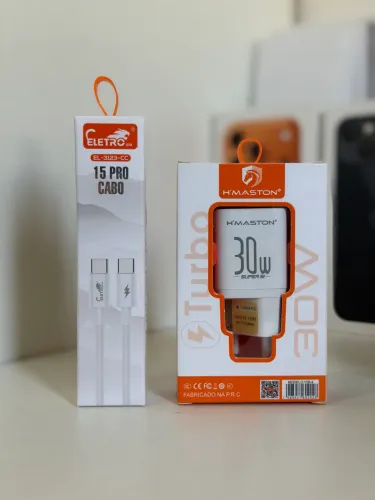 Fonte e cabo tipo C para iPhone (fazemos entrega)