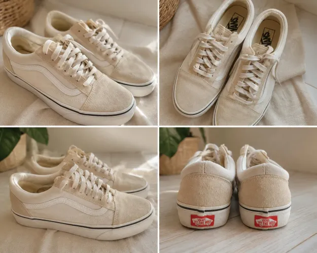 tênis vans old skool original, na cor off-white. modelo clássico e versátil.