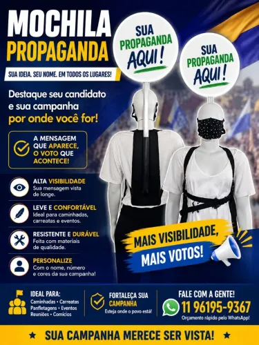 Mochila Pirulito Propaganda Campanha Política Candidato Eleição