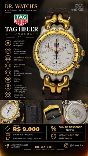 Tag Heuer Chrono Sel pulseira couro original