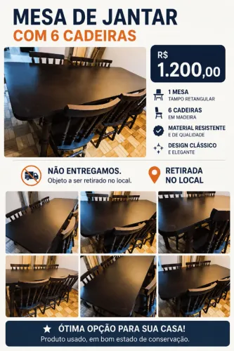 Mesa de Jantar com 6 Cadeiras