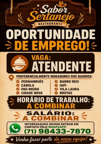 Garçonete atendimento ao público