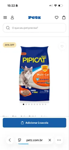 Saco de areia pipicat para gato