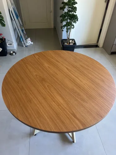 Mesa Jantar Redonda 100cm Mdf Metal