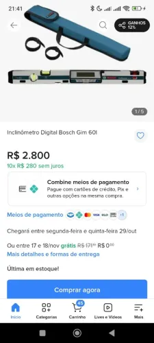 Nível de inclinação boch gmi 60 L