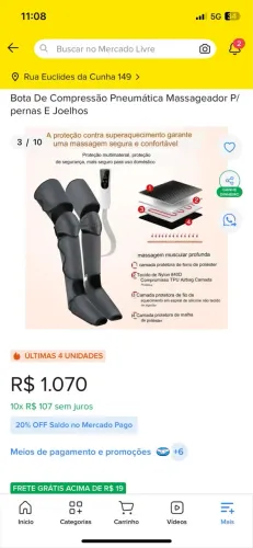 Bota de compressão pneumática massageador P/pernas e joelhos
