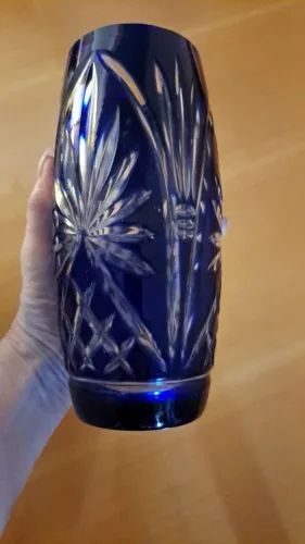 Vaso  Doublé  em cristal tcheco azul-cobalto
