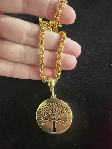 Colar Folheado a Ouro 18k Pingente Arvore 