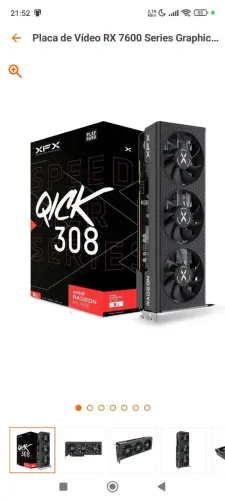 Placa de vídeo RX 7600 XFX