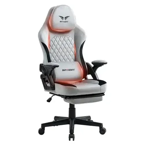 Cadeira Gamer BRTHDRY em Veludo com Apoio para os Pés e Reclinável
