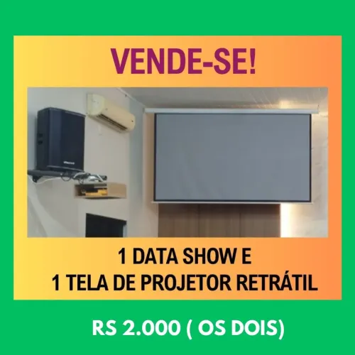 Vende-se Data show e tela de projeção retrátil