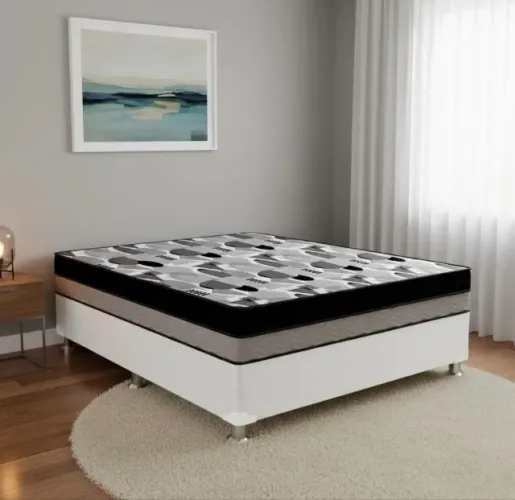 Cama Box Casal Ortopédica Confort Duo D28 D33 com Base Branca