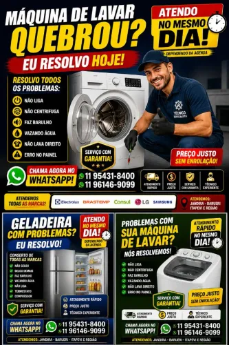 Manutenção em geladeira e máquina de lavar