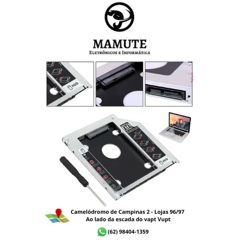 Adaptador Caddy SSD HD 2.5" Sata para Macbook 9.5mm e 12.7mm