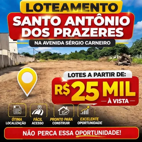 Lotes na avenida Sérgio carneiro próximo santo Antônio dos prazeres 