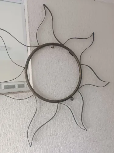 Decoração para espelho de Parede Sol em Ferro Artesanal - Rústico/Vintage