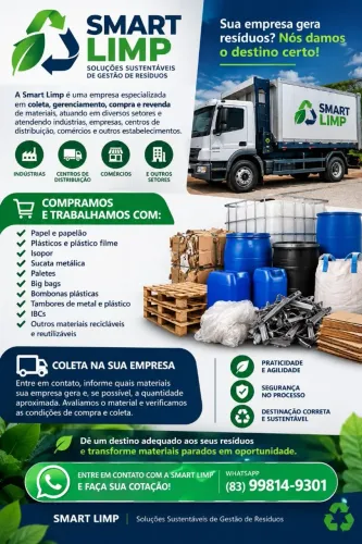 Gestão de resíduos e compra de materiais recicláveis.