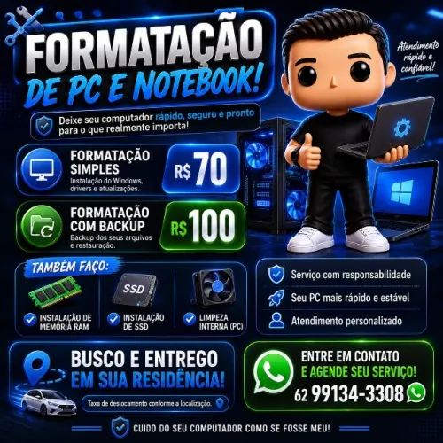 Formatação e manutenção de computador e notebook