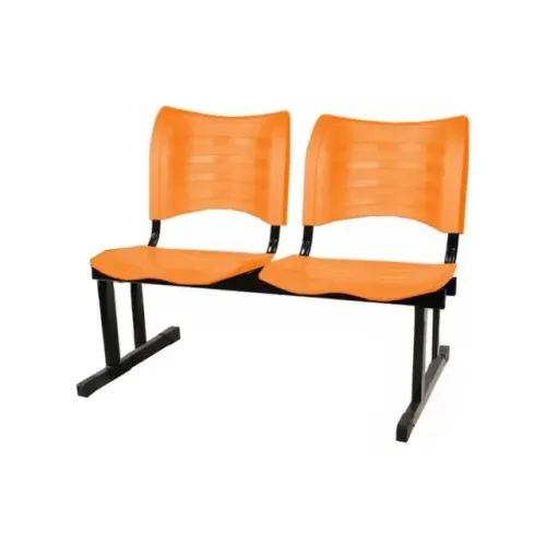 Banco Longarina Laranja Design Moderno Alta Durabilidade 34208