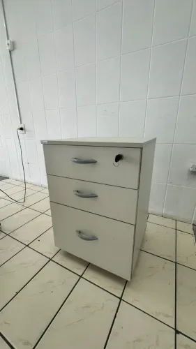 Gaveteiro de Escritório 3 Gavetas com Chave Arquivo Organizador Corporativo Usado