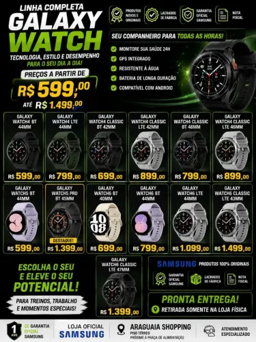 Galaxy watch, vários modelos originais samsung 