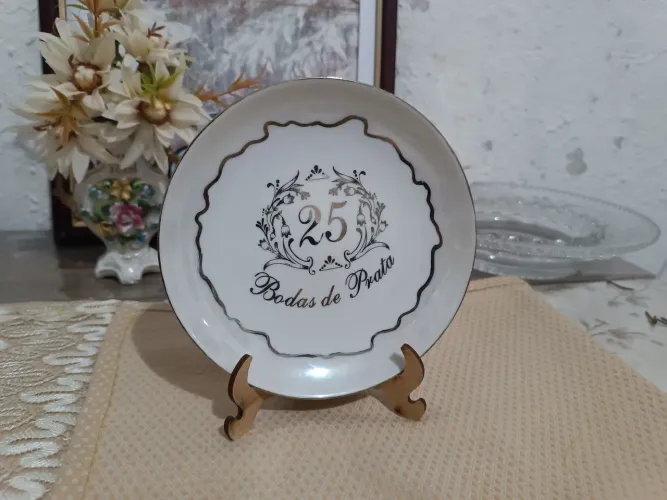Prato comemorativo Bodas de prata 25 anos