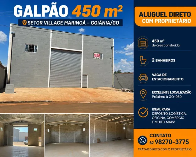 Alugo Galpão no Setor Village Maringá em Goiânia - saída pra Trindade