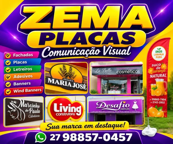 Placa em acm com letra em pvc espandido