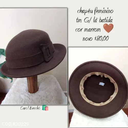 Chapéu feminino lã batida