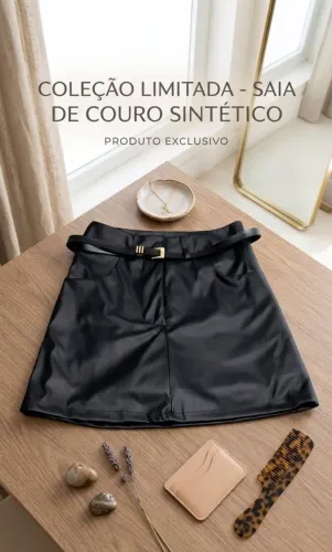 Short saia de couro