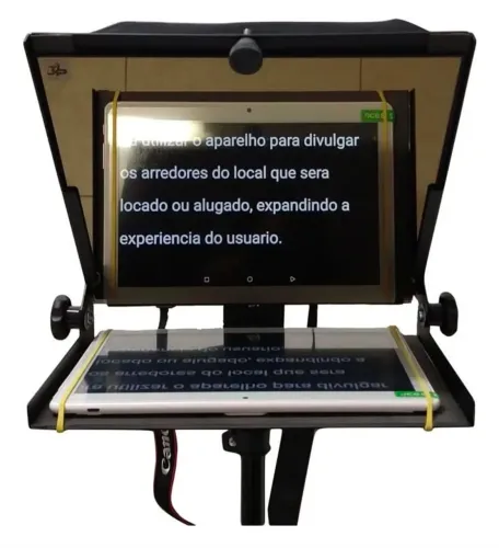 Teleprompter + tripé para celular e câmera