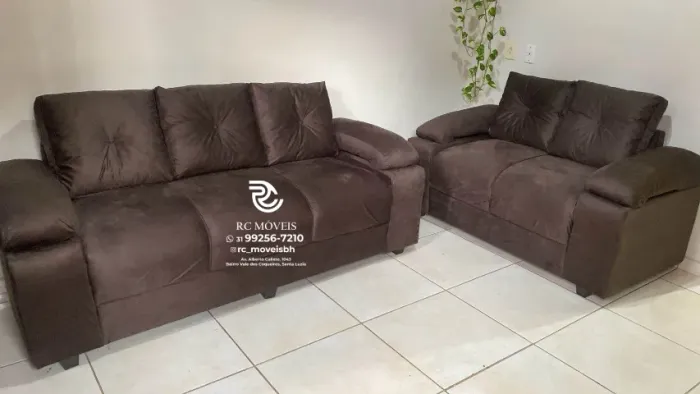 Sofá 2 e 3 assentos Suede D33 Braço Fofão Confortável Direto da Fábrica | Novo