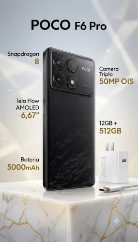 POCO F6 Pro 12GB RAM + 512GB Black Alto Desempenho Novo Lacrado