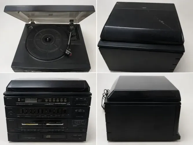 Aparelho de Som Antigo Sanyo Vintage - Toca-Discos, CD, Cassete e Rádio