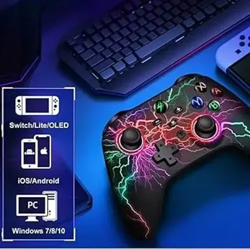 Controle Sem Fio Pc Game Nintendo Switch Android Ios Led Rgb