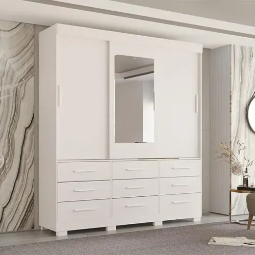 Guarda Roupa New Star casal 9 gavetas e espelho - Entrega e montagem grátis para Fortaleza